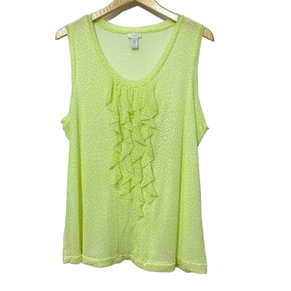 Chicos Mesh Tank Top w Ruffle Front - Picture 3 of 4